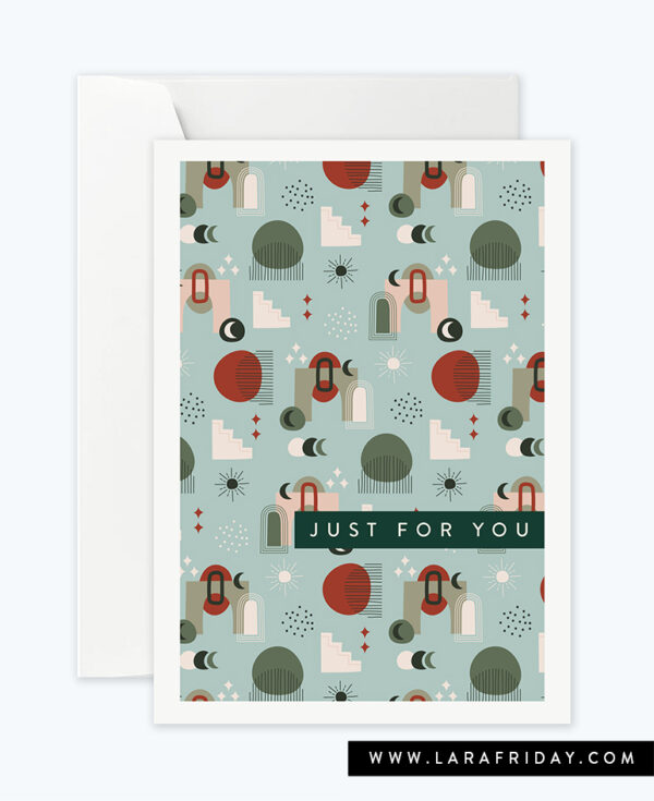 0125-blue green geo pattern just for you strip